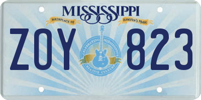 MS license plate ZOY823