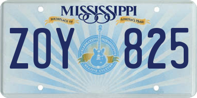 MS license plate ZOY825