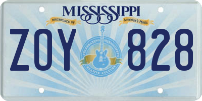 MS license plate ZOY828