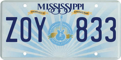 MS license plate ZOY833