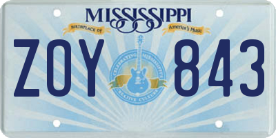 MS license plate ZOY843