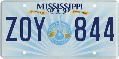MS license plate ZOY844