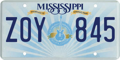 MS license plate ZOY845