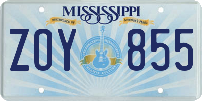 MS license plate ZOY855