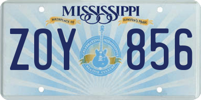 MS license plate ZOY856