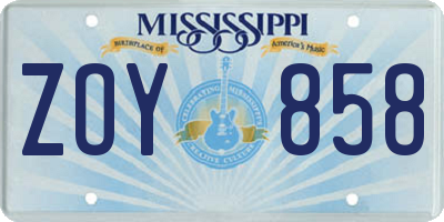 MS license plate ZOY858