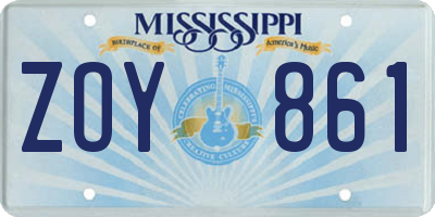 MS license plate ZOY861