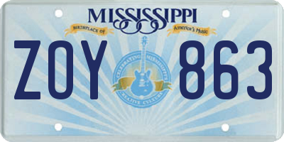 MS license plate ZOY863