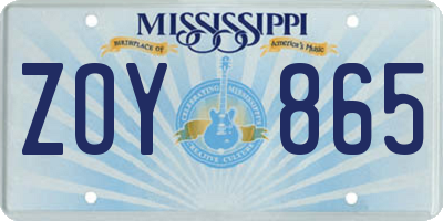MS license plate ZOY865