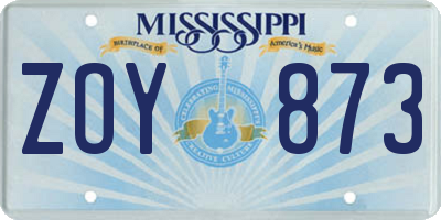 MS license plate ZOY873