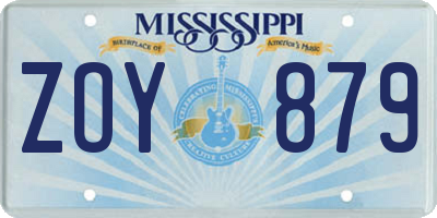 MS license plate ZOY879