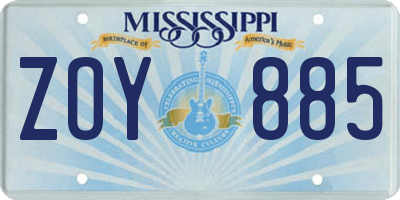 MS license plate ZOY885