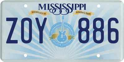 MS license plate ZOY886