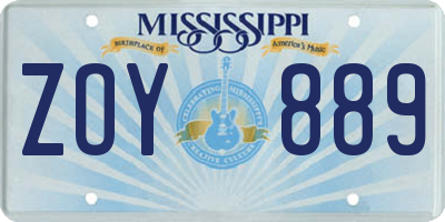 MS license plate ZOY889