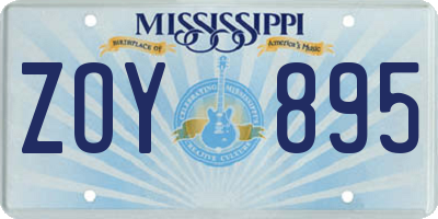 MS license plate ZOY895