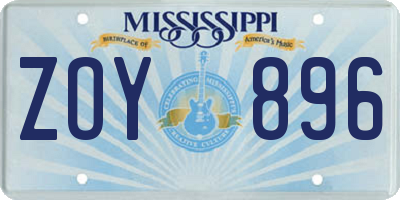 MS license plate ZOY896