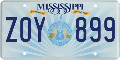 MS license plate ZOY899