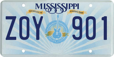 MS license plate ZOY901