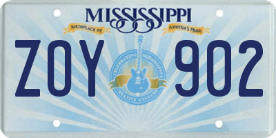 MS license plate ZOY902