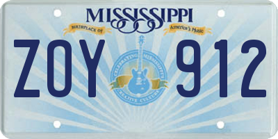 MS license plate ZOY912
