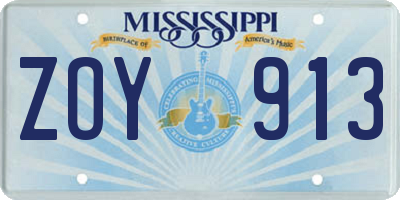 MS license plate ZOY913