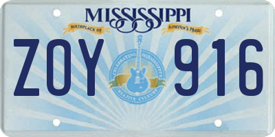 MS license plate ZOY916