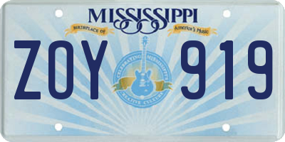 MS license plate ZOY919