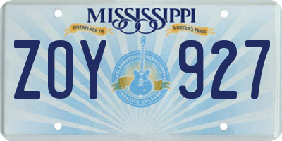 MS license plate ZOY927