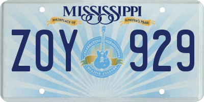 MS license plate ZOY929