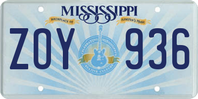 MS license plate ZOY936