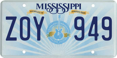 MS license plate ZOY949
