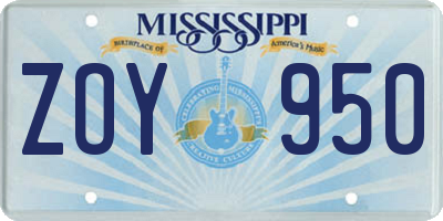 MS license plate ZOY950