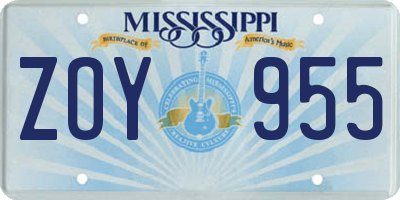 MS license plate ZOY955