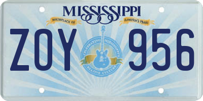 MS license plate ZOY956