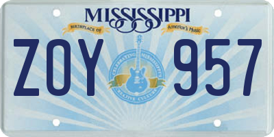 MS license plate ZOY957
