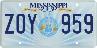 MS license plate ZOY959