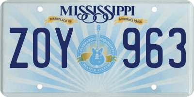 MS license plate ZOY963