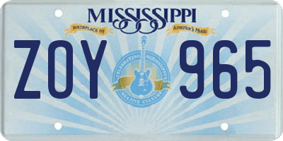 MS license plate ZOY965