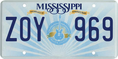 MS license plate ZOY969