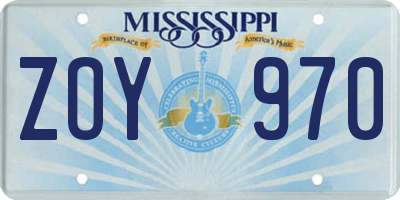 MS license plate ZOY970
