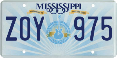 MS license plate ZOY975