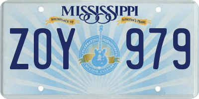 MS license plate ZOY979