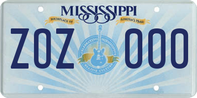 MS license plate ZOZ000