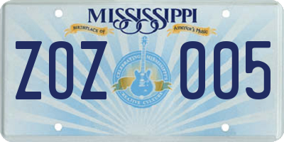 MS license plate ZOZ005