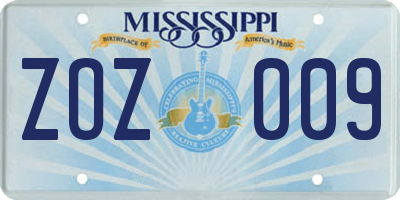 MS license plate ZOZ009