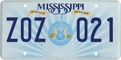 MS license plate ZOZ021