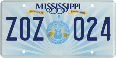 MS license plate ZOZ024