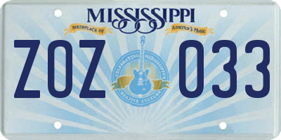 MS license plate ZOZ033