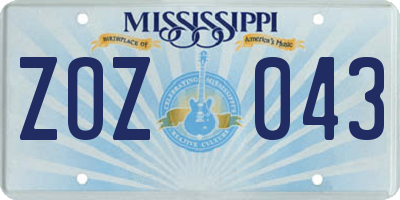 MS license plate ZOZ043