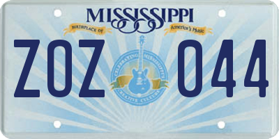 MS license plate ZOZ044